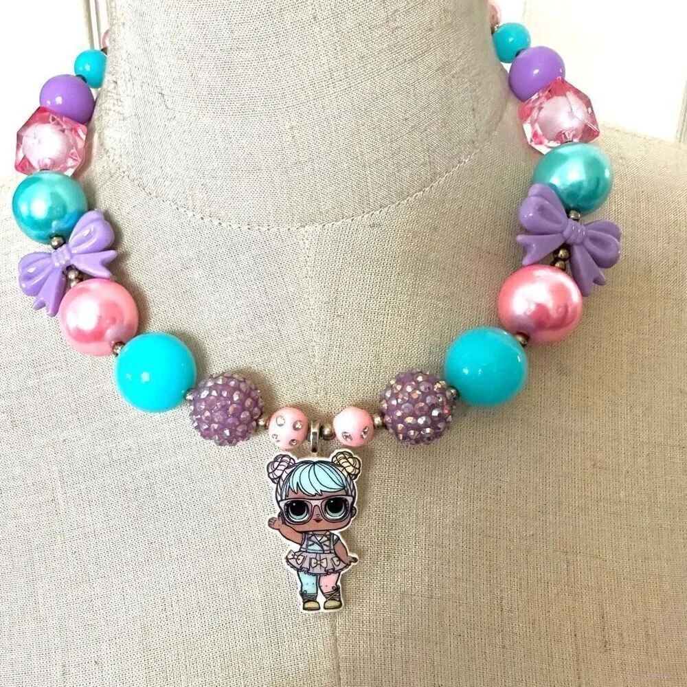 Bubblegum beaded Bling  Bon Bon pendant necklace